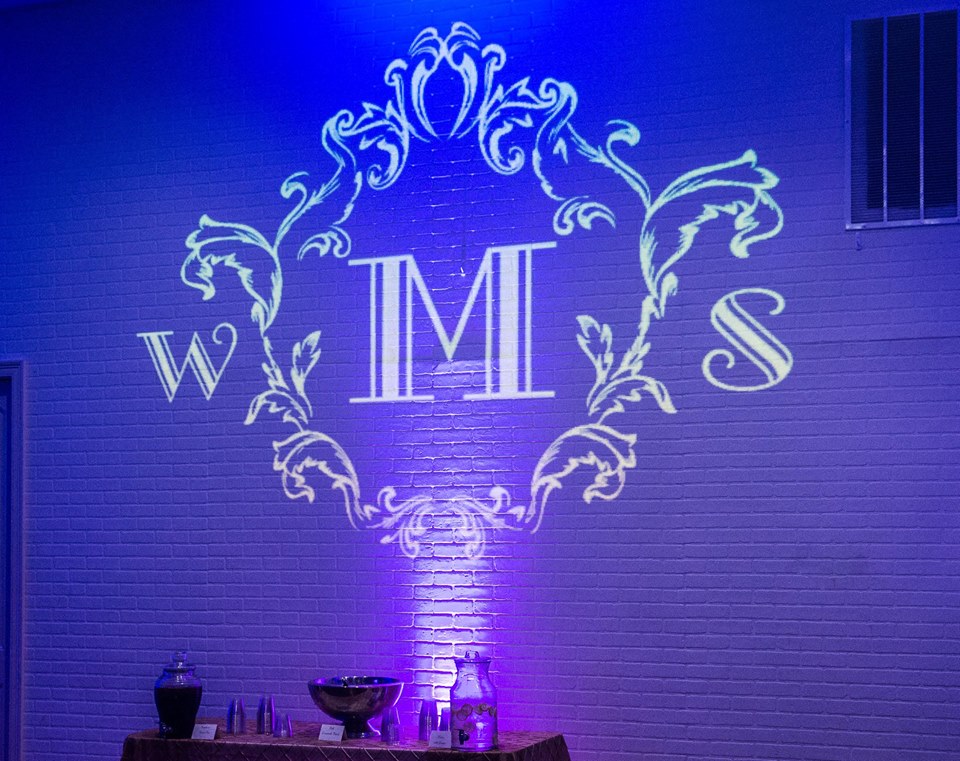 Custom lighting or GOBO monogram for your wedding.